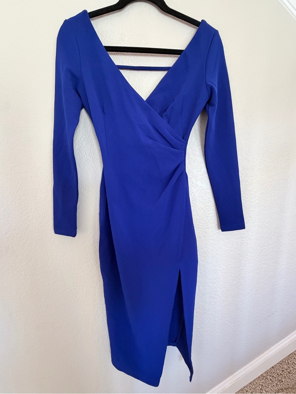 Hello Molly Royal Blue Long Sleeve Bodycon Midi Dress Size XS (US 2)